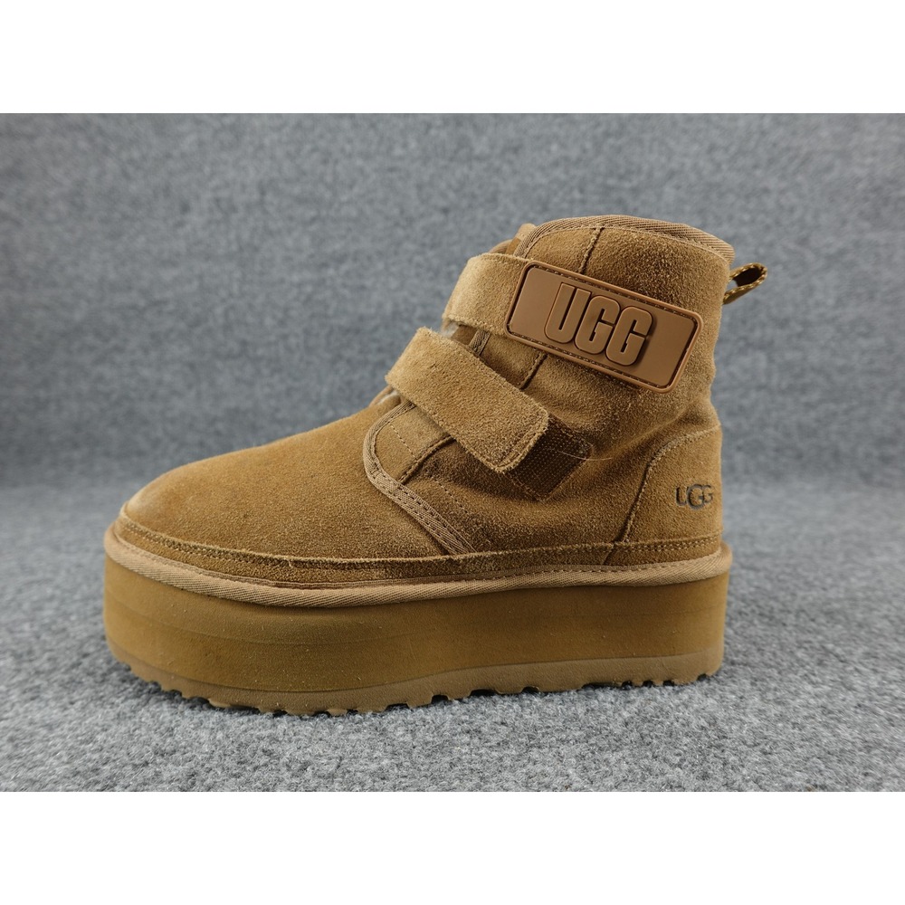 UGG Neumel High Platform Boots Womens 9 Chestnut Suede 1130554 Straps